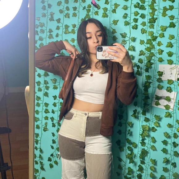 Shein Brown Zip Up Hoodie - Picture 1 of 4
